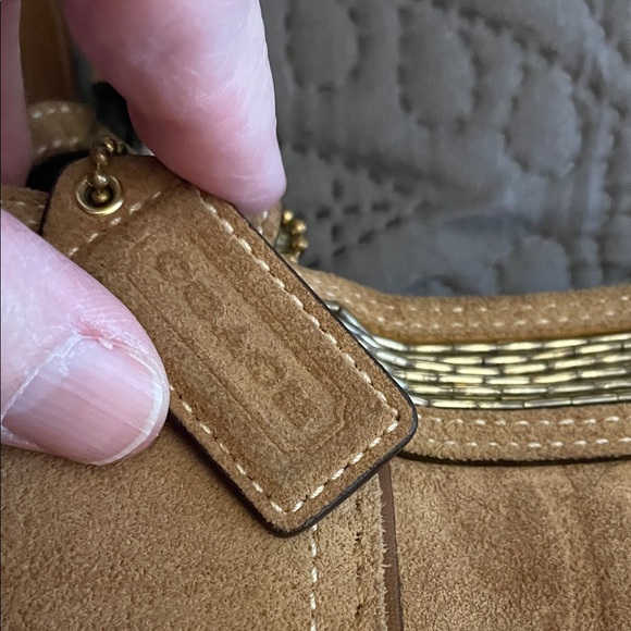 Coach Tan Suede Satchel with Gold Accents and Matching Wallet - Picture 8 of 12